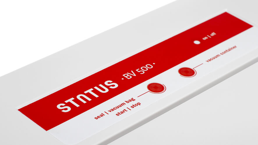 BV500_BE_kontrolna plošča Vakuumirka Status BV500 posnetek tipk od blizu.