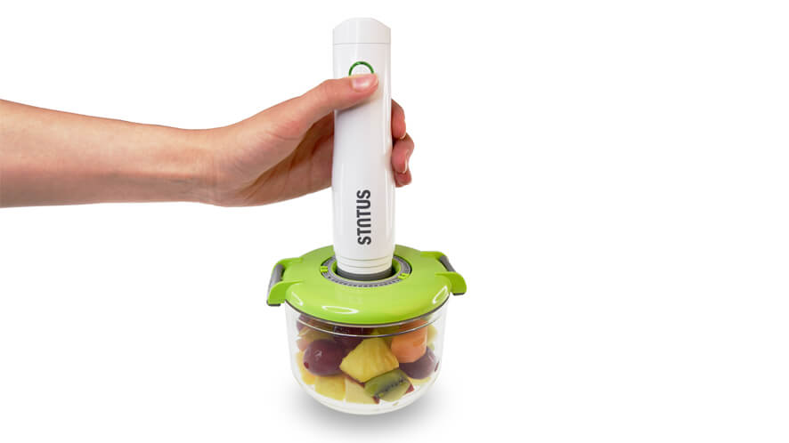 BVP100_na okrogli vak posodi Prikaz vakuumiranja 0,75-litrske okrogle vakuumske posode z električno vakuumsko črpalko BVP100.