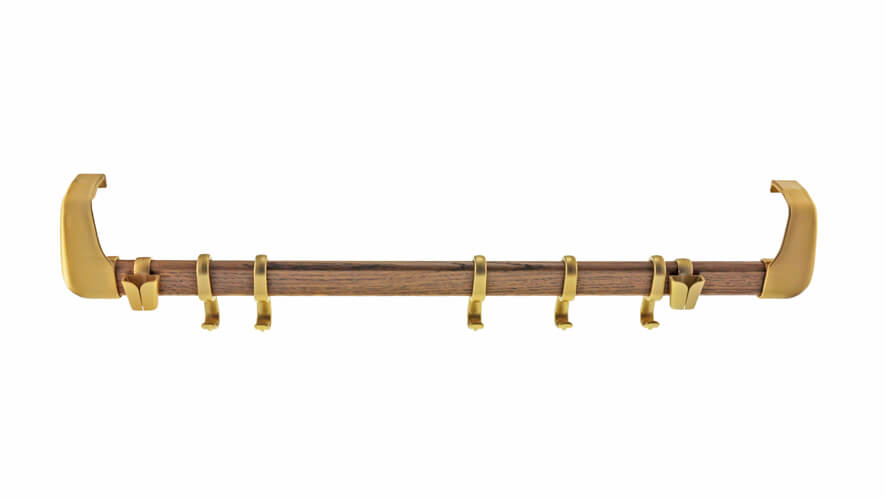 Obešalnik_nature_ZL_solo Leseni obešalnik za na vrata v zlati različici.