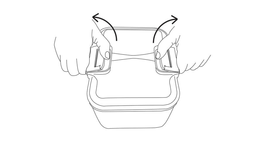 Odpiranje lock posod skica Prikaz odpiranja posod za shranjevanje