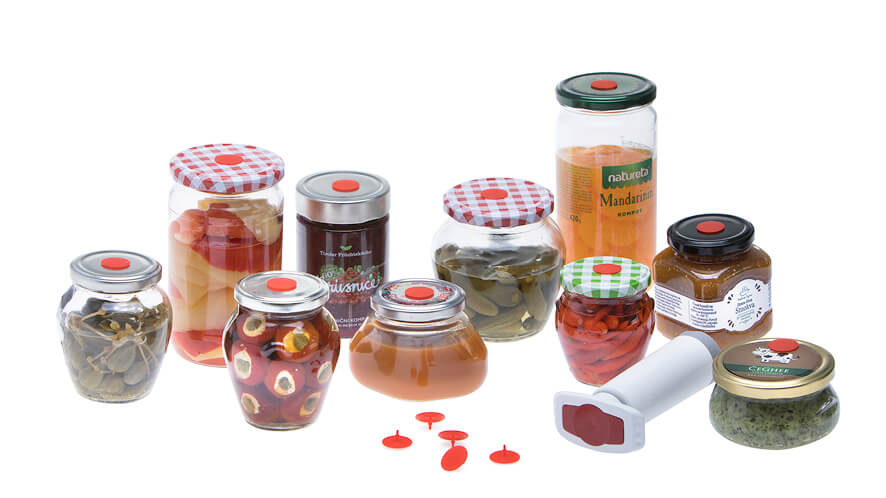 Status Kliki Pin_kompozicija Kozarci za vlaganje z univerzalnimi vakuumskimi zamaški.