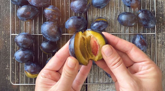 Sušite lahko cele slive s koščico vred, ali pa jih izkoščičite in sušite polovice. Sušite lahko cele slive s koščico vred, ali pa jih izkoščičite in sušite polovice.